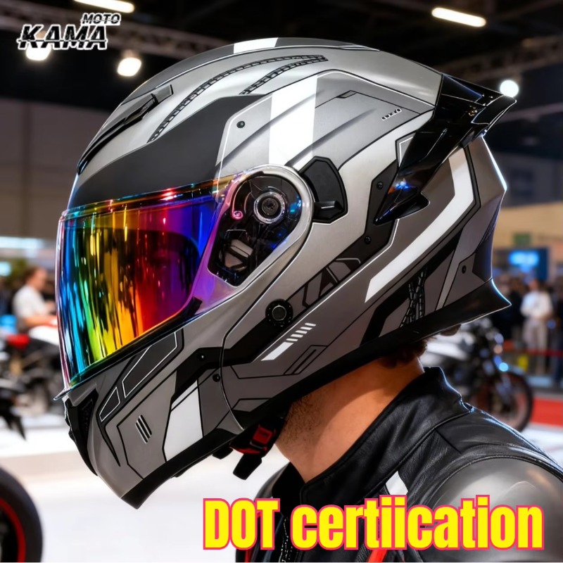 Modular Flip Up Motorcycle Helmet Dot Approved - Helm Motor DOT Approved, Double Visor,