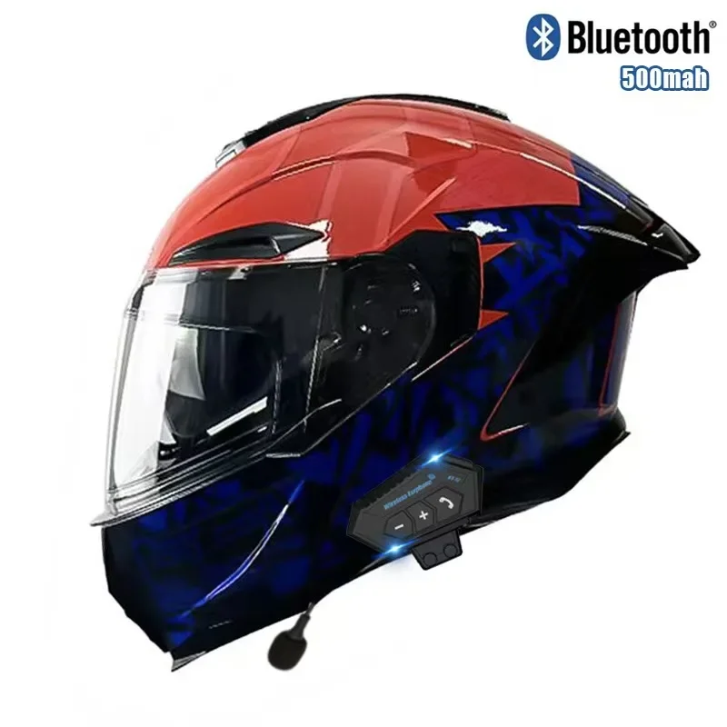 Helm sepeda motor Flip up, pel - Full Face Motorcycle Helmet With Bluetooth ulasan dan harga