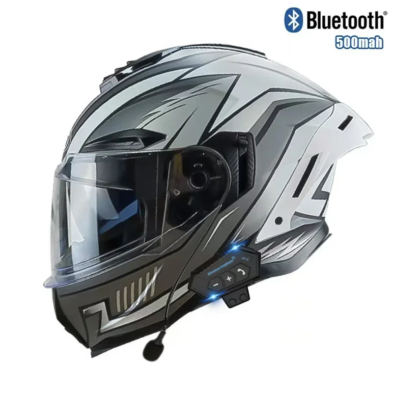 Helm sepeda motor Flip up, pel - Full Face Motorcycle Helmet With Bluetooth ulasan dan harga