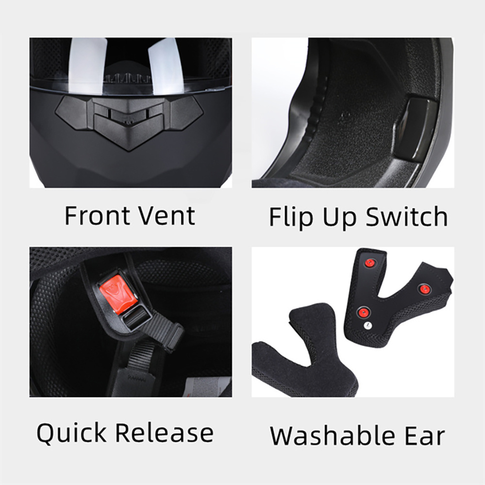 Helm sepeda motor lensa ganda  - Full Face Motorcycle Helmet With Bluetooth ulasan dan harga